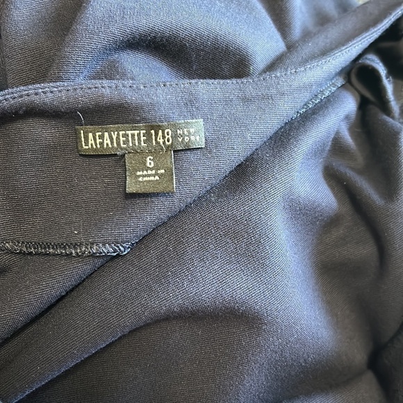 LAFAYETTE 148 Cowl Neck Knee Length Sheath Dress Navy Blue US 6 - Picture 9 of 11